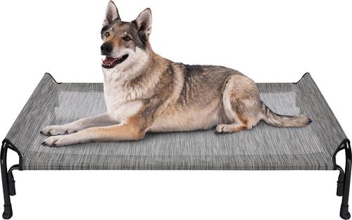 Show full view: Veehoo Outdoor Elevated Dog Bed, Black Silver, Large slide 6 of 11