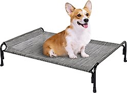 Veehoo Outdoor Elevated Dog Bed, Black Silver, Medium