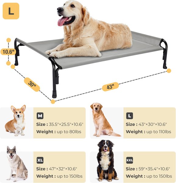 Show full view: Veehoo Outdoor Elevated Dog Bed, Sky Grey, Large slide 7 of 11