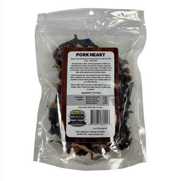 Venison Joe's Single Ingredient Pork Heart Dehydrated Dog Treat, 5-oz bag
