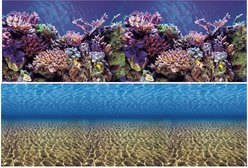Vepotek Double-Sided Fish Aquarium Background, Ocean Seabed & Coral Reef, Small