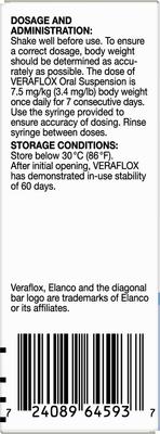Show full view: Veraflox (pradofloxacin) Oral Suspension for Cats, 25-mg/mL, 15-mL slide 5 of 9