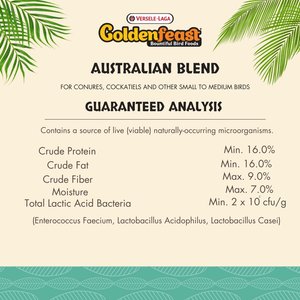 Versele-Laga Goldenfeast Australian Blend Lovebird & Cockatiel Bird Food, 3-lb bag