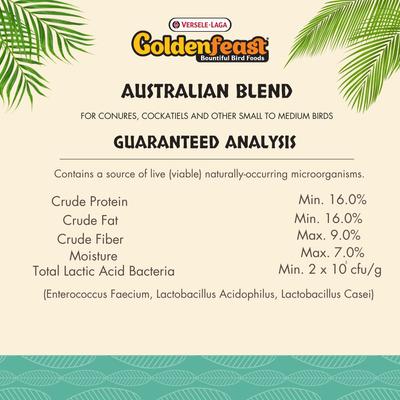 Show full view: Versele-Laga Goldenfeast Australian Blend Lovebird & Cockatiel Bird Food, 3-lb bag slide 4 of 5