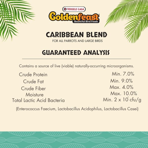 Versele-Laga Goldenfeast Caribbean Blend Parrot & Macaw Bird Food