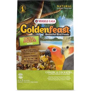 Versele-Laga Goldenfeast Central American Blend Conure & Cockatiel Bird Food, 3-lb bag