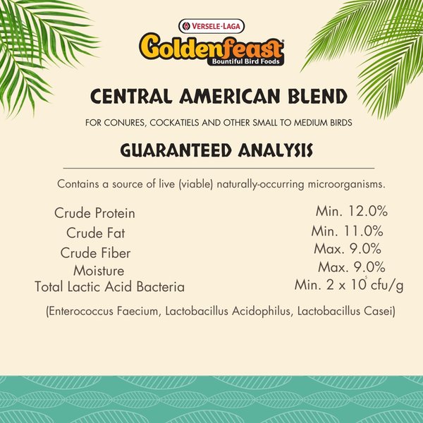 Versele-Laga Goldenfeast Central American Blend Conure & Cockatiel Bird Food