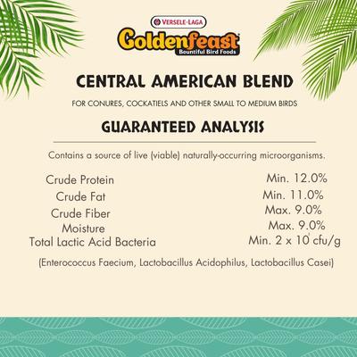 Show full view: Versele-Laga Goldenfeast Central American Blend Conure & Cockatiel Bird Food, 3-lb bag slide 4 of 4