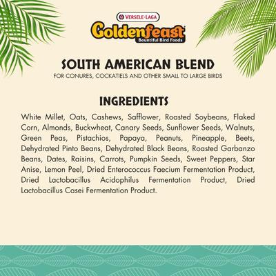 Show full view: Versele-Laga Goldenfeast South American Blend Conure & Cockatiel Bird Food, 3-lb bag slide 3 of 4