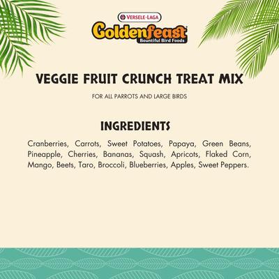 Show full view: Versele-Laga Goldenfeast Veggie Fruit Crunch Treat Mix Parrot & Macaw Bird Treats, 2-lb bag slide 3 of 4