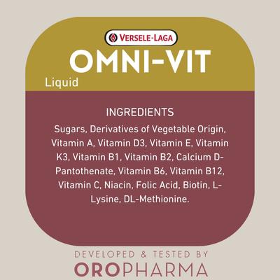 Show full view: Versele-Laga Oropharma Omni-Vit Bird Supplement, 0.44-lb bottle slide 2 of 2