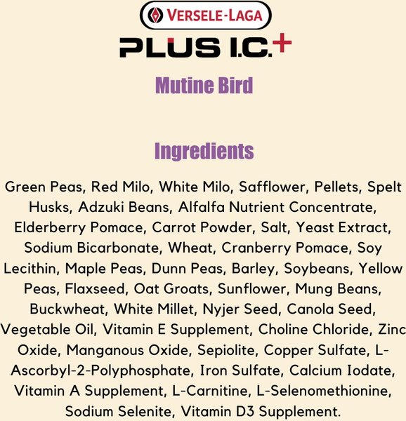 Versele-Laga Plus I.C.+ Mutine Bird Food, 40-lb bag