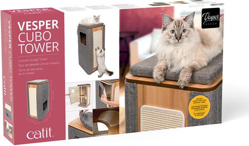 Show full view: Vesper Cubo Tower 34.25-in Modern Cat Condo, Grey slide 3 of 9