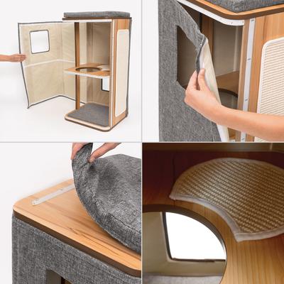 Show full view: Vesper Cubo Tower 34.25-in Modern Cat Condo, Grey slide 6 of 9