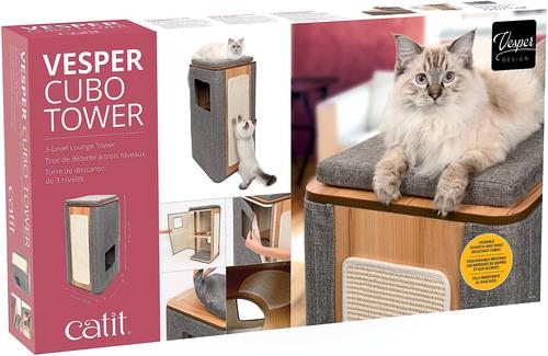 Show full view: Vesper Cubo Tower 34.25-in Modern Cat Condo, Grey slide 8 of 9