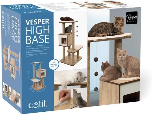 Show full view: Vesper High Base 47.8-in Modern Cat Tree & Condo, Oak slide 6 of 8