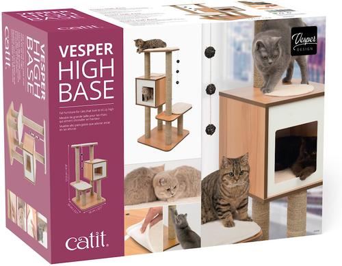 Show full view: Vesper High Base 47.8-in Modern Cat Tree & Condo, Walnut slide 5 of 6