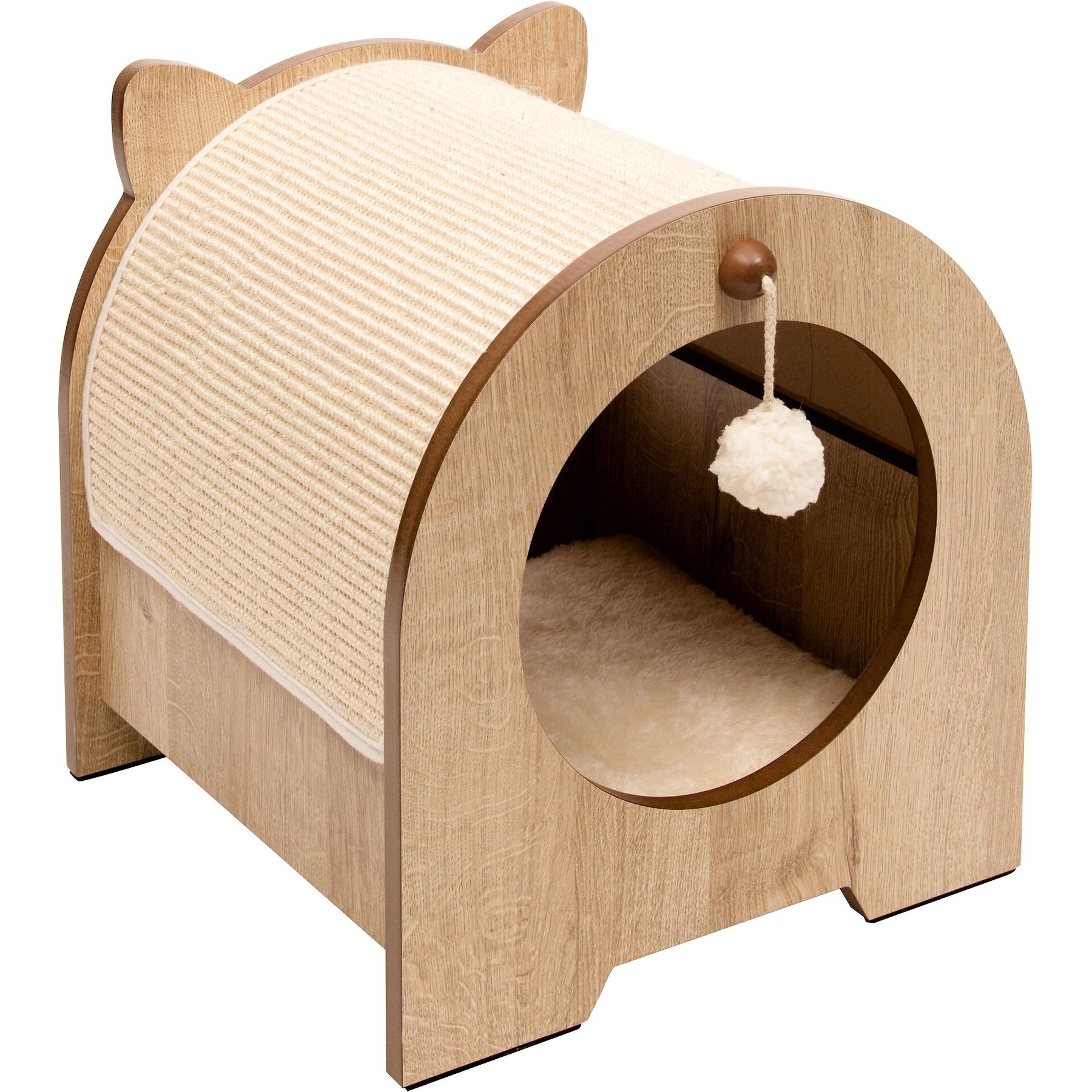 Vesper Minou 15.94-in Modern Cat Scratcher with Toy, Oak