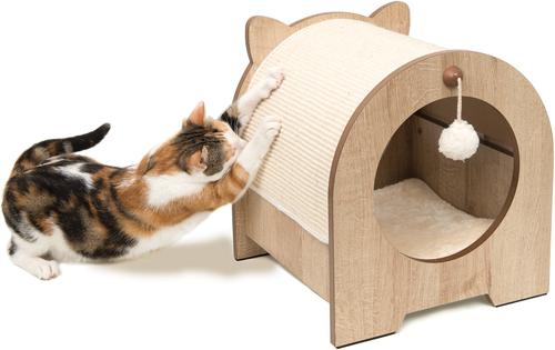 Show full view: Vesper Minou 15.94-in Modern Cat Scratcher with Toy, Oak slide 4 of 6