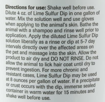 Show full view: Vet Basics Lime Sulfur Dip Antimicrobial for Dogs, Cats & Horses, 16-oz bottle slide 4 of 8