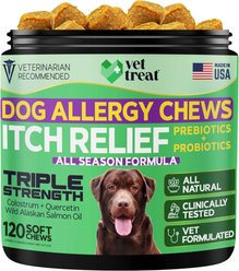 Vet Treat Chicken Flavored Chews Allergy Supplement for Dogs, 9-oz bag, 120 count