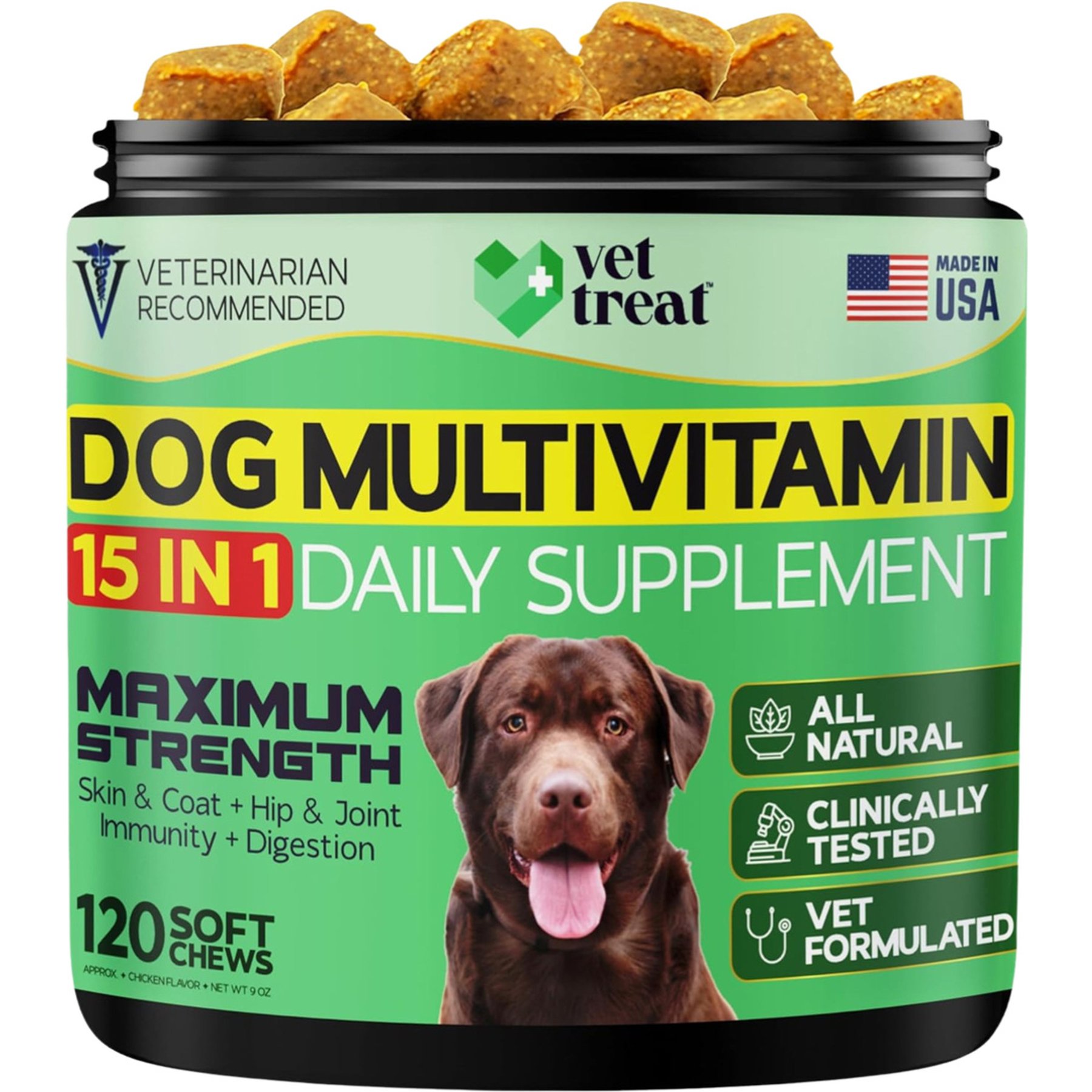 Vet Treat Chicken Flavored Chews Multivitamin for Dogs, 9-oz bag