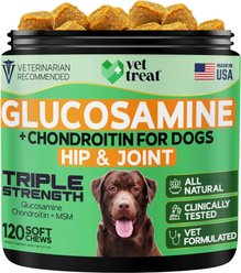 Vet Treat Glucosamine Chicken Flavored Chews Joint Supplement for Dogs, 9-oz bag