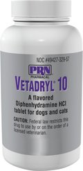 Vetadryl (Diphenhydramine HCl) Tablets for Dogs & Cats, 10-mg, 60 tablets