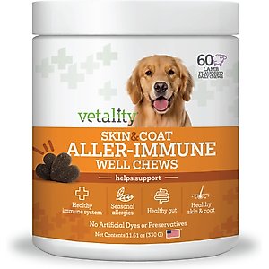 Vetality Aller-Immune Skin & Coat Well Bites Dog Supplement, 60 count