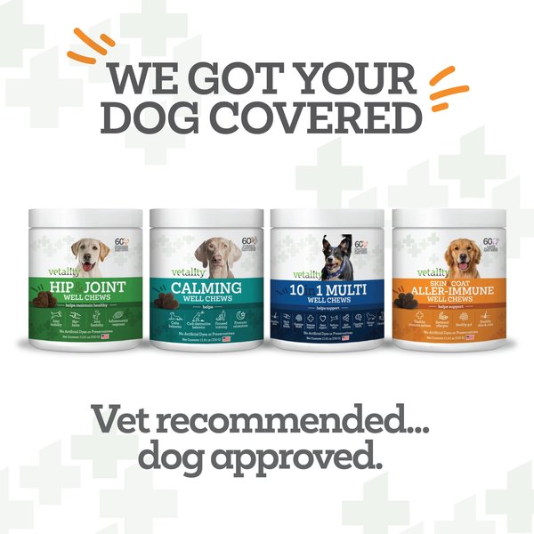 Vetality Aller-Immune Skin & Coat Well Bites Dog Supplement, 60 count