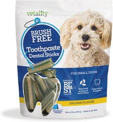 Vetality Best Brush Free Dental Toothpaste Sticks for Small Dogs, 10-oz