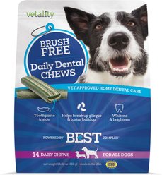 Vetality Brush Free Daily Dental Chews for Dogs 14.82-oz