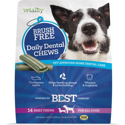 Vetality Vetality Brush Free Daily Dental Chews for Dogs 14.82-oz