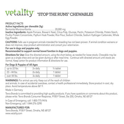 Show full view: Vetality Stop the Runs Anti Diarrhea Medication for Dogs, 6 count slide 3 of 8
