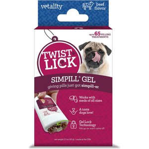 Vetality Twist & Lick SimPill Beef Flavor Pill Hiding Dog Treat, 2.3-fl oz Dispenser