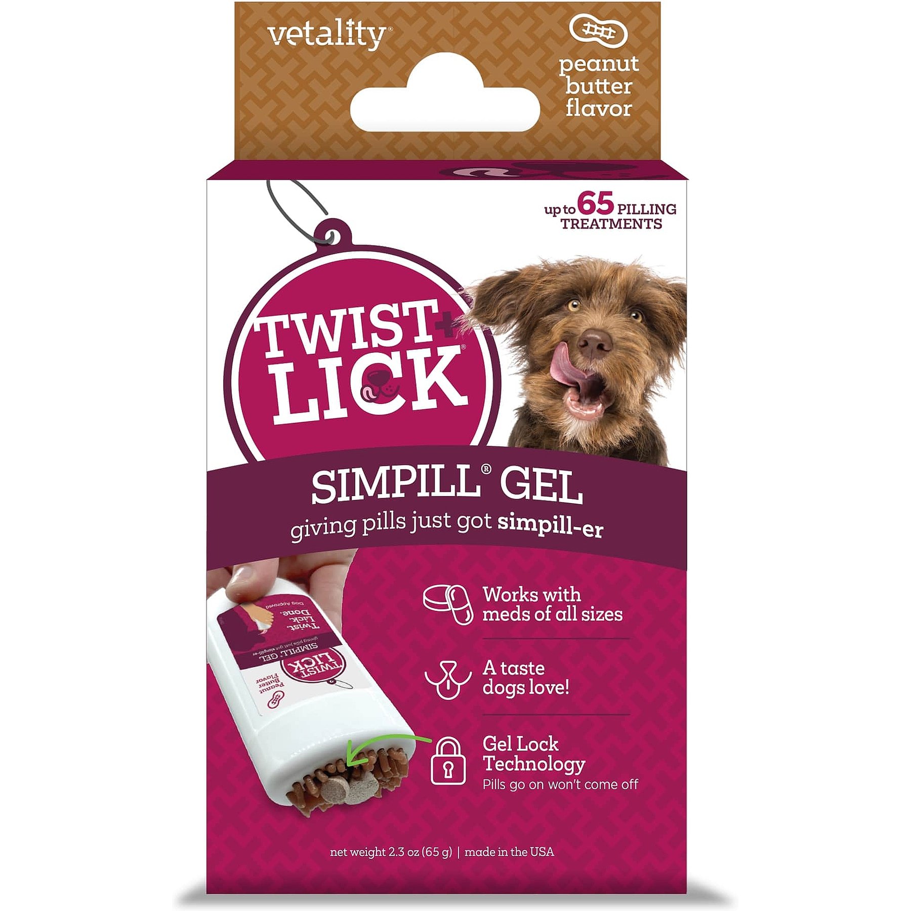 Vetality Twist & Lick SimPill Peanut Butter Flavor Pill Hiding Dog Treat, 2.3-fl oz Dispenser