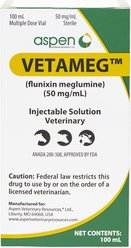 Vetameg (flunixin meglumine) Injectable for Horses & Livestock, 50 mg/mL,100-mL vial slide 1 of 6