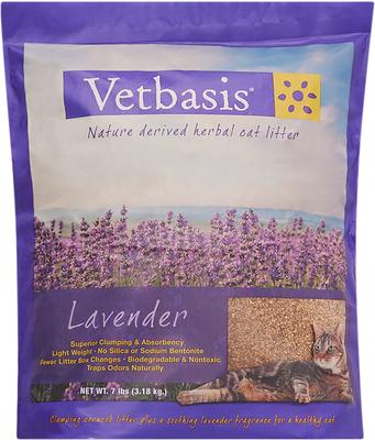 Show full view: Vetbasis Herbal Lavender Scented Clumping Corn Cat Litter, 7-lb bag slide 1 of 7