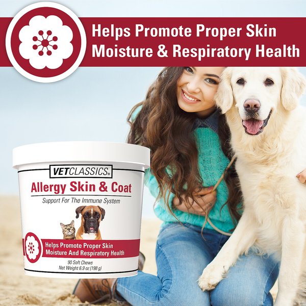 VetClassics Allergy Skin & Coat Soft Chews Dog & Cat Supplement, 90 count