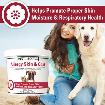 Show full view: VetClassics Allergy Skin & Coat Soft Chews Dog & Cat Supplement, 90 count slide 6 of 10