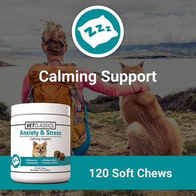 Show full view: VetClassics Anxiety & Stress Calming Support Soft Chews Dog Supplement, 120 count slide 5 of 9