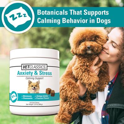 Show full view: VetClassics Anxiety & Stress Calming Support Soft Chews Dog Supplement, 120 count slide 6 of 9