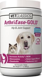 VetClassics ArthriEase-GOLD Hip & Joint & Support Chewable Tablets Dog & Cat Supplement, 120 count
