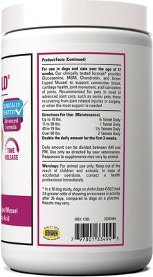 Show full view: VetClassics ArthriEase-GOLD Hip & Joint & Support Chewable Tablets Dog & Cat Supplement, 120 count slide 3 of 9