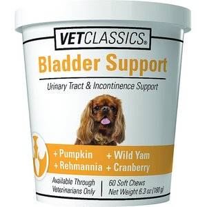 VetClassics Bladder Support Urinary Tract & Incontinence Support Dog Supplement, 60 count