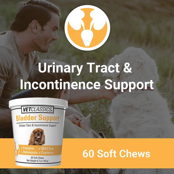 VetClassics Bladder Support Urinary Tract & Incontinence Support Dog Supplement, 60 count