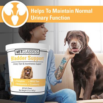 Show full view: VetClassics Bladder Support Urinary Tract & Incontinence Support Dog Supplement, 60 count slide 4 of 7