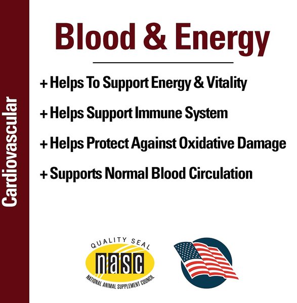 Show full view: VetClassics Blood & Energy Blood & Endurance Support Chewable Tablets Dog Supplement, 120 count slide 6 of 8