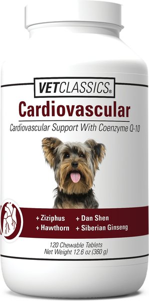 Show full view: VetClassics Cardiovascular Support with Coenzyme Q-10 Chewable Tablets Dog Supplement, 120 count slide 1 of 8