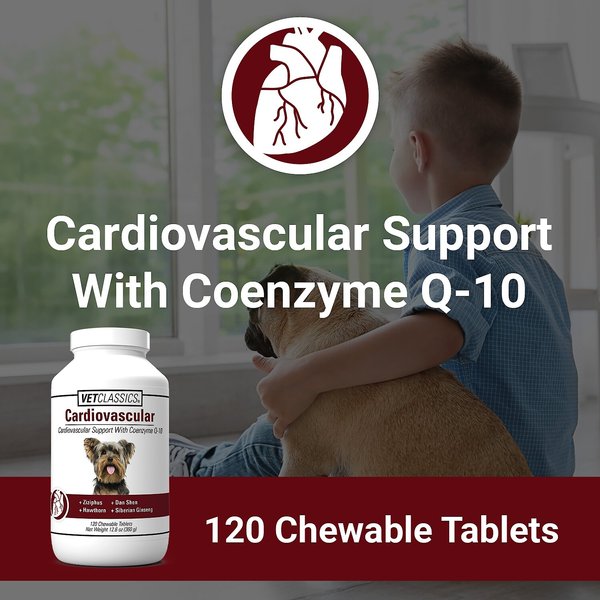 Show full view: VetClassics Cardiovascular Support with Coenzyme Q-10 Chewable Tablets Dog Supplement, 120 count slide 4 of 8